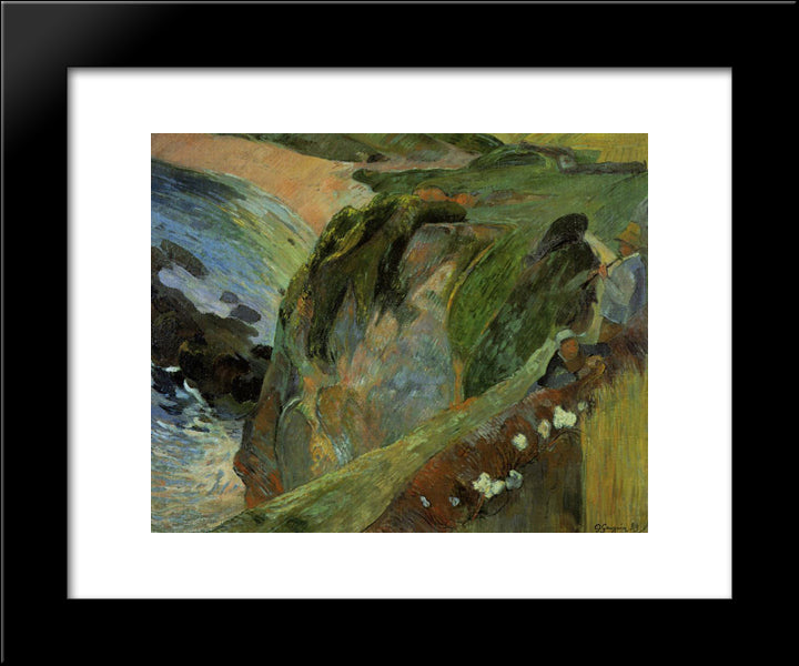 Flutist On The Cliffs 20x24 Black Modern Wood Framed Art Print Poster by Gauguin, Paul