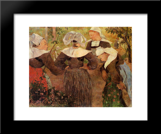 Four Breton Women 20x24 Black Modern Wood Framed Art Print Poster by Gauguin, Paul