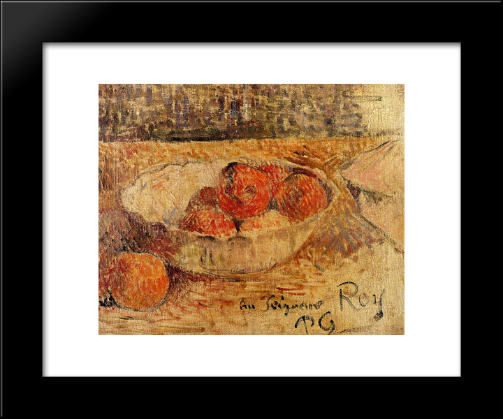 Fruit In A Bowl 20x24 Black Modern Wood Framed Art Print Poster by Gauguin, Paul