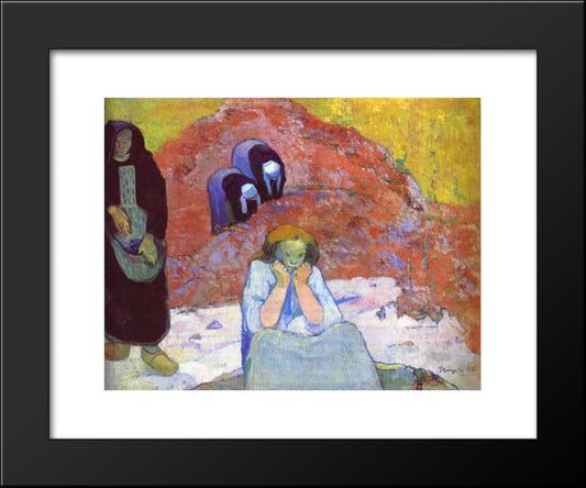 Grape Harvest At Arles 20x24 Black Modern Wood Framed Art Print Poster by Gauguin, Paul