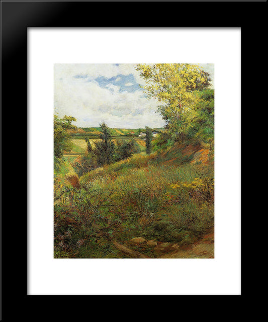 Gratte Roosters Path 20x24 Black Modern Wood Framed Art Print Poster by Gauguin, Paul