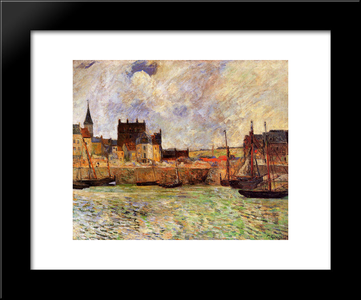 Harbour Scene, Dieppe 20x24 Black Modern Wood Framed Art Print Poster by Gauguin, Paul