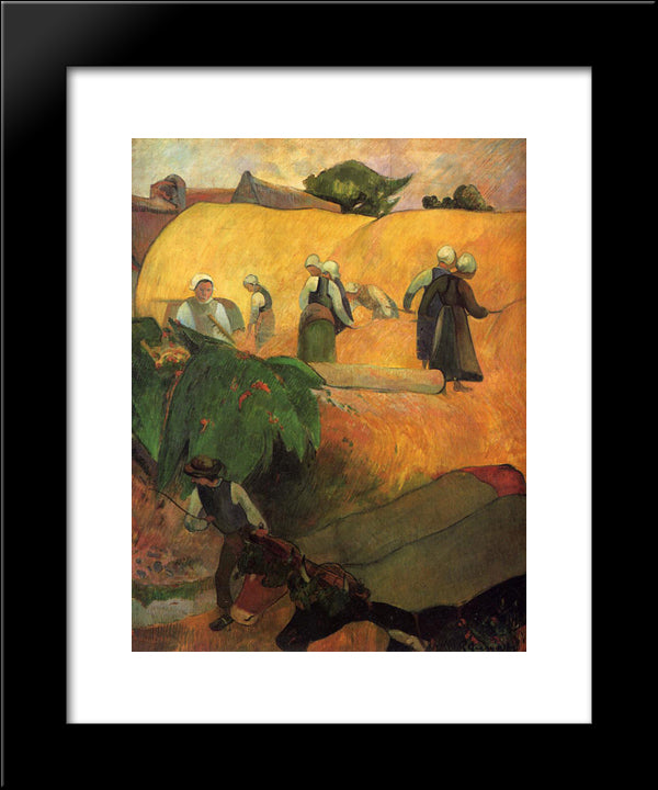 Haymaking 20x24 Black Modern Wood Framed Art Print Poster by Gauguin, Paul