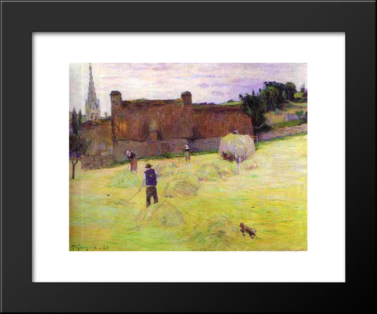 Haymaking In Brittany 20x24 Black Modern Wood Framed Art Print Poster by Gauguin, Paul