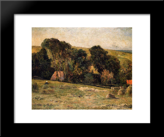 Haymaking Near Dieppe 20x24 Black Modern Wood Framed Art Print Poster by Gauguin, Paul