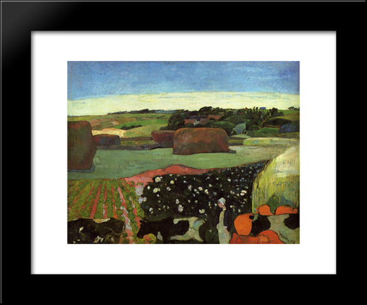 Haystacks In Brittany 20x24 Black Modern Wood Framed Art Print Poster by Gauguin, Paul