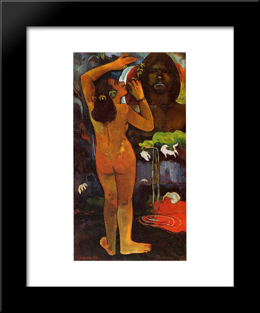 Hina, Moon Goddess & Te Fatu, Earth Spirit 20x24 Black Modern Wood Framed Art Print Poster by Gauguin, Paul