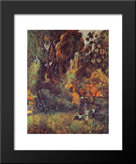 Huts Under Trees 20x24 Black Modern Wood Framed Art Print Poster by Gauguin, Paul