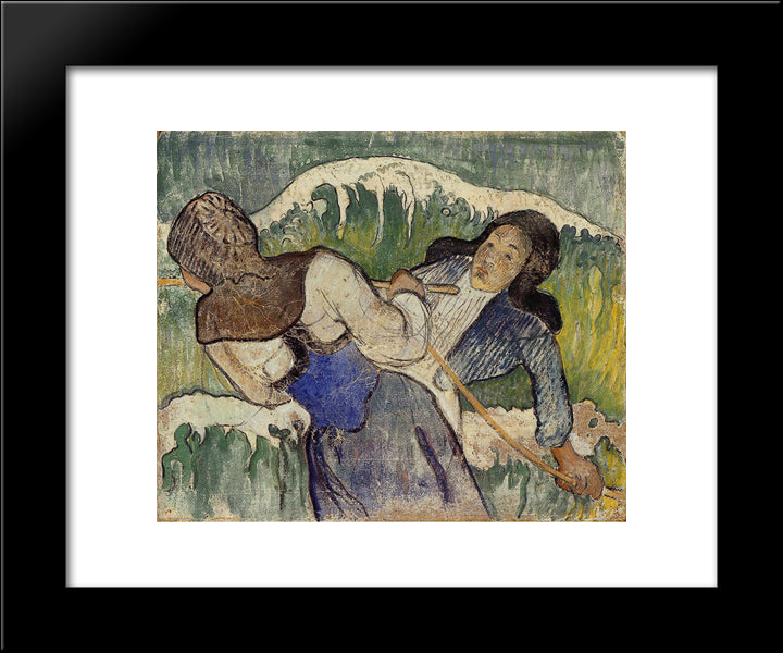 Kelp Gatherers 20x24 Black Modern Wood Framed Art Print Poster by Gauguin, Paul