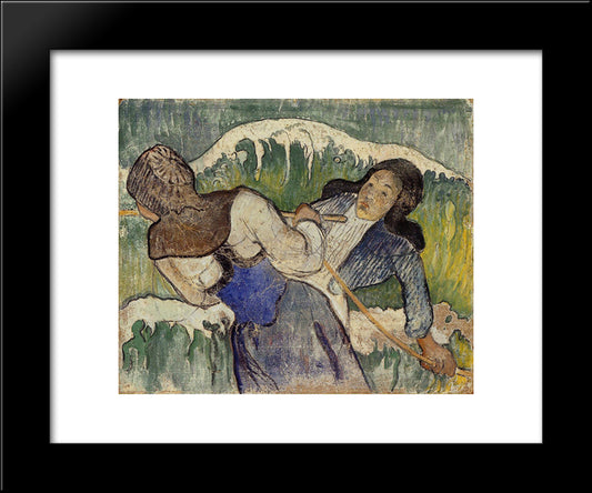 Kelp Gatherers 20x24 Black Modern Wood Framed Art Print Poster by Gauguin, Paul