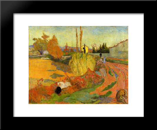 Landscape At Arles 20x24 Black Modern Wood Framed Art Print Poster by Gauguin, Paul