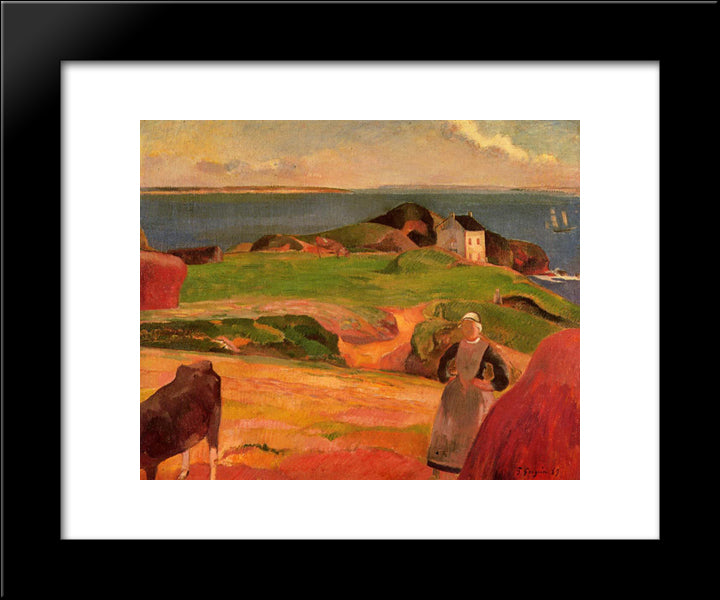 Landscape At Le Pouldu, The Isolated House 20x24 Black Modern Wood Framed Art Print Poster by Gauguin, Paul