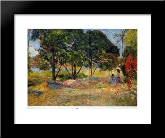 Landscape With Three Trees 20x24 Black Modern Wood Framed Art Print Poster by Gauguin, Paul