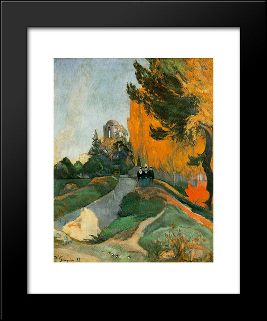 Les Alyscamps 20x24 Black Modern Wood Framed Art Print Poster by Gauguin, Paul