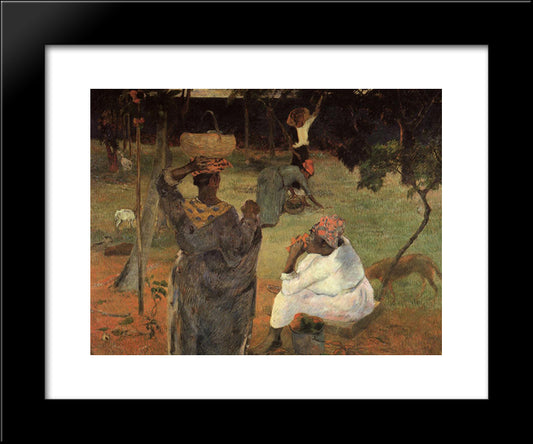 Mango Pickers (Martinique) 20x24 Black Modern Wood Framed Art Print Poster by Gauguin, Paul