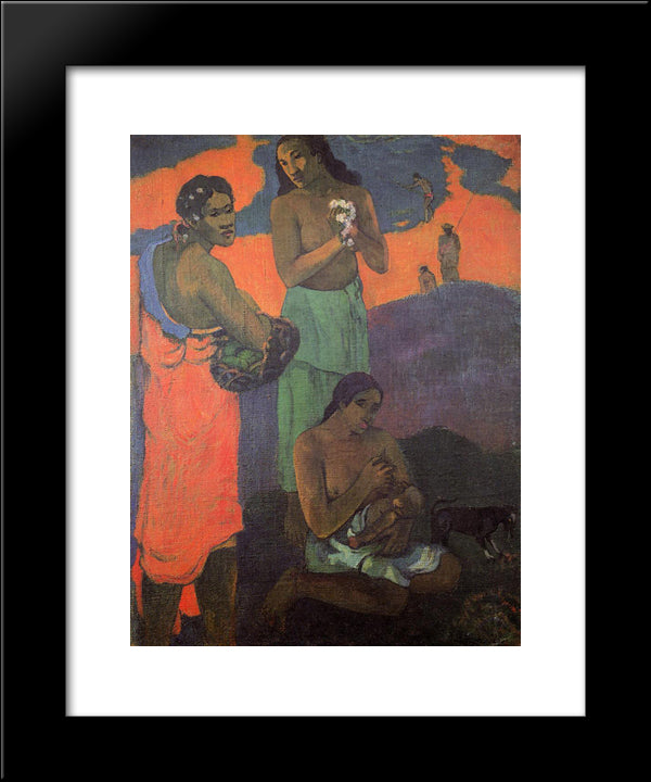 Maternity (Three Women On The Seashore) 20x24 Black Modern Wood Framed Art Print Poster by Gauguin, Paul