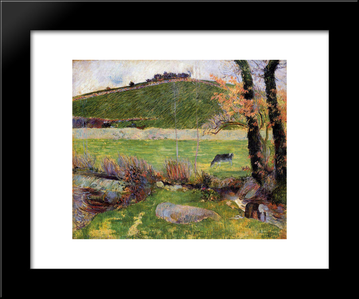 Meadow At The Banks Of Aven 20x24 Black Modern Wood Framed Art Print Poster by Gauguin, Paul