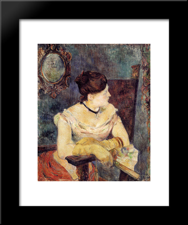 Mette Gauguin In An Evening Dress 20x24 Black Modern Wood Framed Art Print Poster by Gauguin, Paul