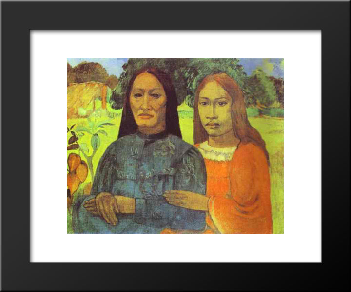 Mother And Daughter 20x24 Black Modern Wood Framed Art Print Poster by Gauguin, Paul