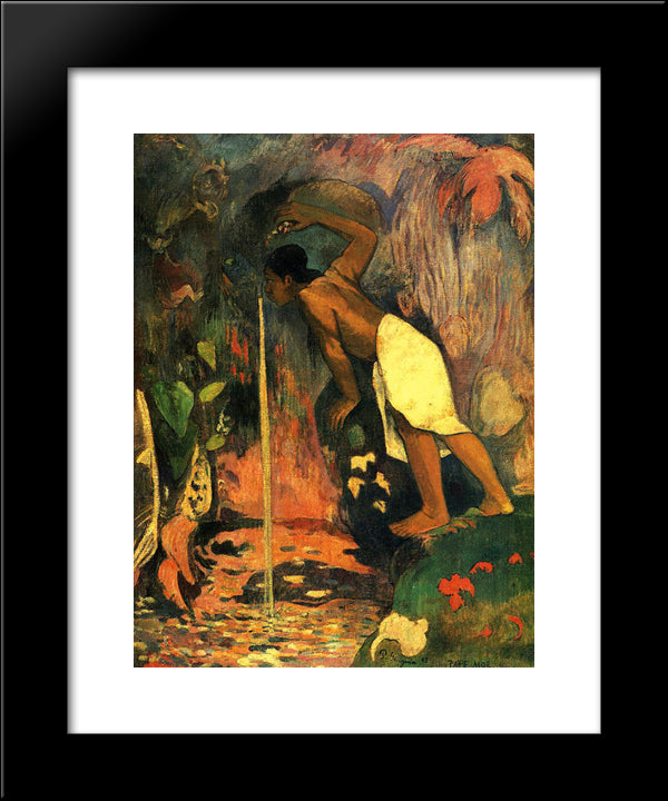 Mysterious Water 20x24 Black Modern Wood Framed Art Print Poster by Gauguin, Paul