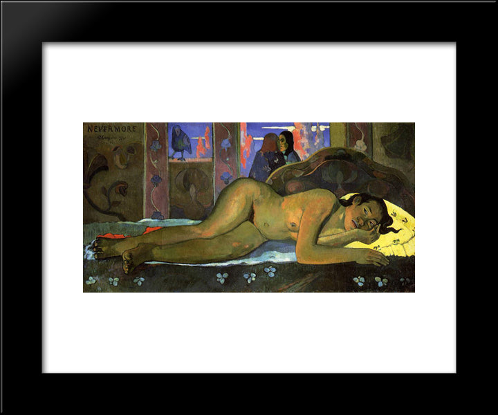 Nevermore 20x24 Black Modern Wood Framed Art Print Poster by Gauguin, Paul