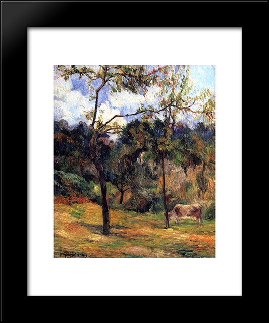 Normandy Landscape Cow In A Meadow 20x24 Black Modern Wood Framed Art Print Poster by Gauguin, Paul