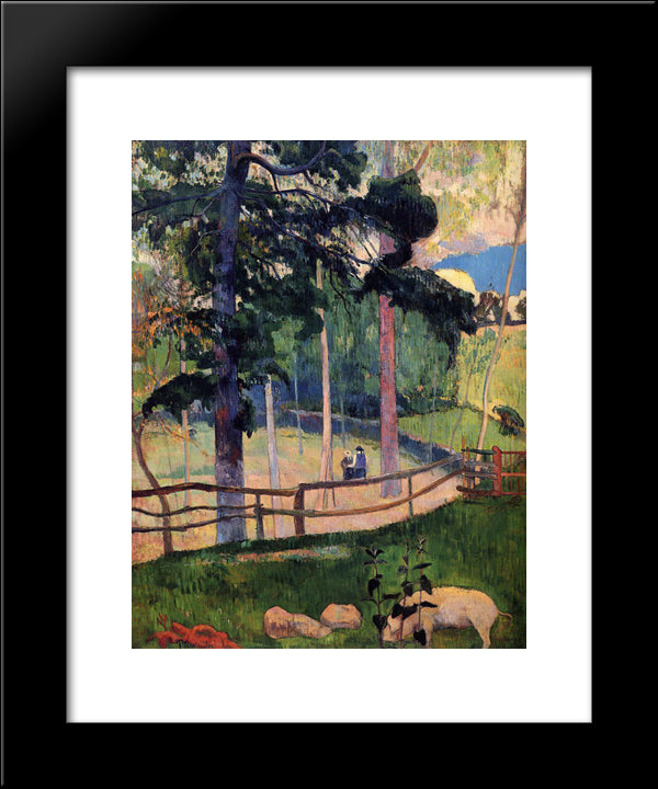 Nostalgic Promenade 20x24 Black Modern Wood Framed Art Print Poster by Gauguin, Paul