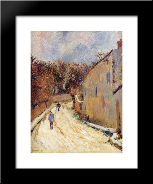 Osny, Rue De Pontoise, Winter 20x24 Black Modern Wood Framed Art Print Poster by Gauguin, Paul