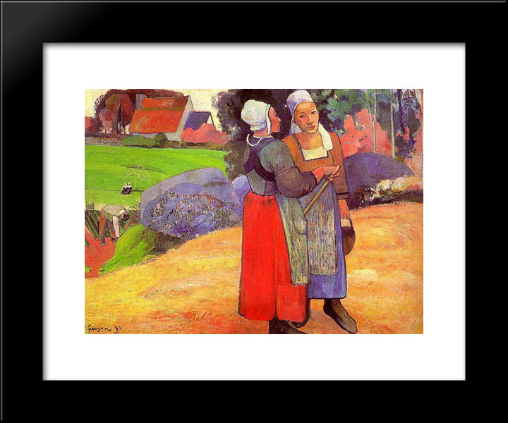Paysannes Bretones 20x24 Black Modern Wood Framed Art Print Poster by Gauguin, Paul