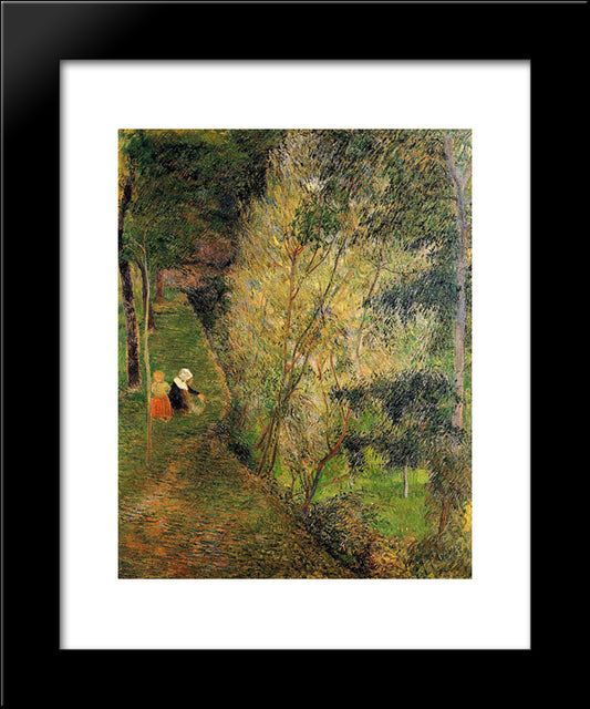 Pont-Aven Woman And Child 20x24 Black Modern Wood Framed Art Print Poster by Gauguin, Paul