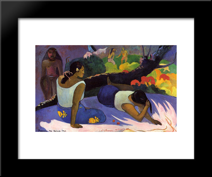 Reclining Tahitian Women 20x24 Black Modern Wood Framed Art Print Poster by Gauguin, Paul