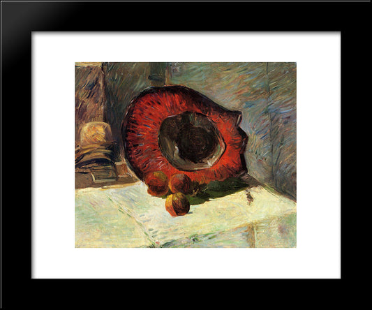 Red Hat 20x24 Black Modern Wood Framed Art Print Poster by Gauguin, Paul