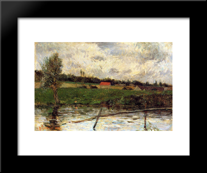 Riverside (Breton Landscape) 20x24 Black Modern Wood Framed Art Print Poster by Gauguin, Paul