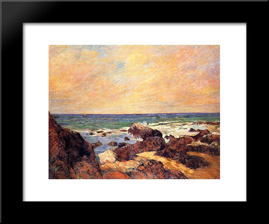 Rocks And Sea 20x24 Black Modern Wood Framed Art Print Poster by Gauguin, Paul