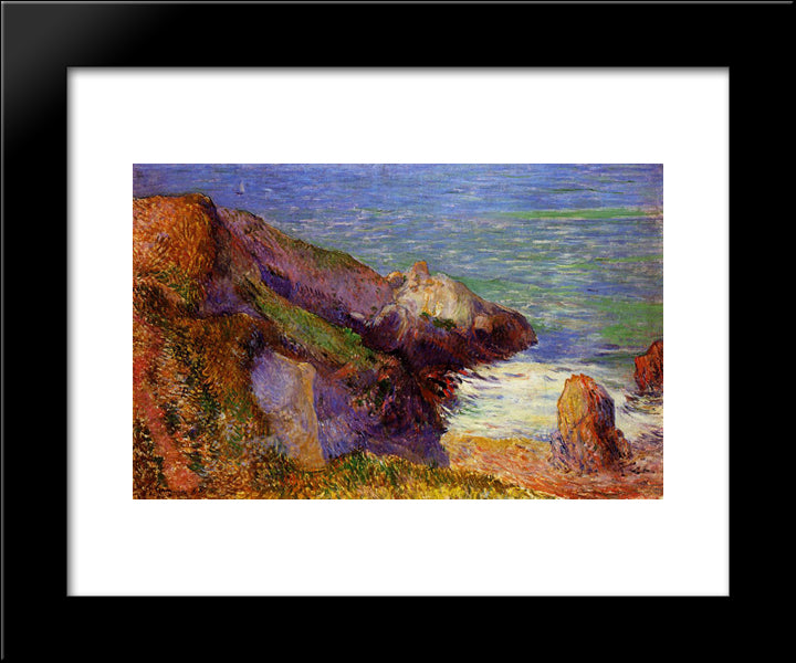 Rocks On The Breton Coast 20x24 Black Modern Wood Framed Art Print Poster by Gauguin, Paul