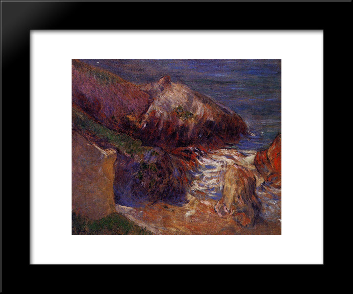 Rocks On The Coast 20x24 Black Modern Wood Framed Art Print Poster by Gauguin, Paul