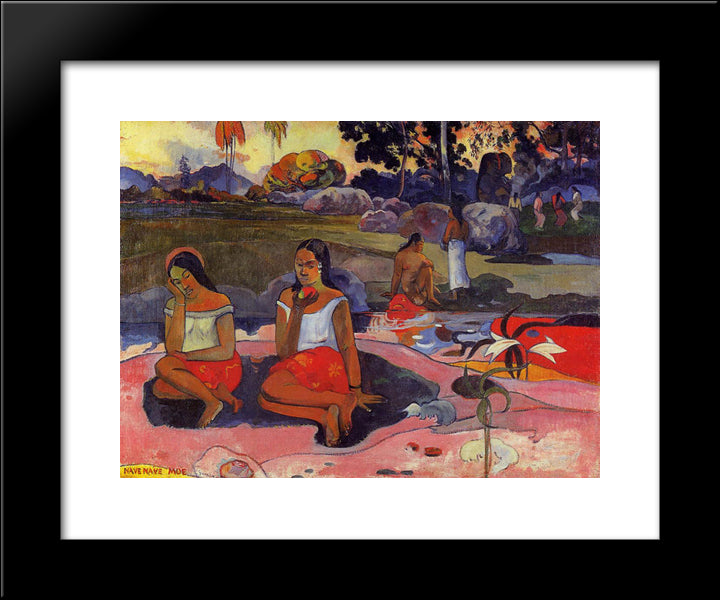 Sacred Spring 20x24 Black Modern Wood Framed Art Print Poster by Gauguin, Paul