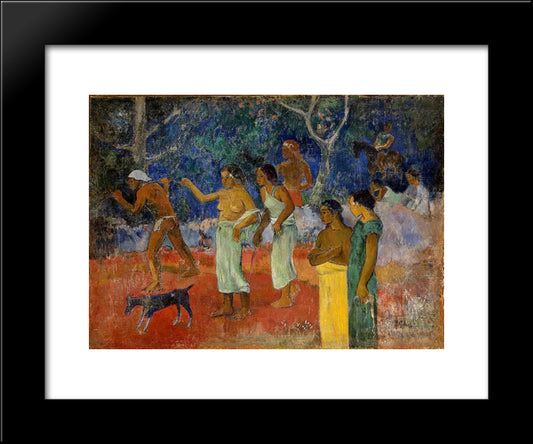 Scene From Tahitian Life 20x24 Black Modern Wood Framed Art Print Poster by Gauguin, Paul