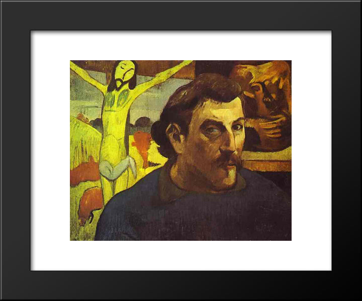 Self Portrait With The Yellow Christ 20x24 Black Modern Wood Framed Art Print Poster by Gauguin, Paul