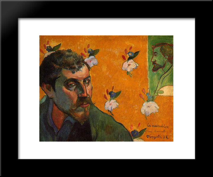 Self-Portrait Dedicated To Vincent Van Gogh (Les Miserables) 20x24 Black Modern Wood Framed Art Print Poster by Gauguin, Paul