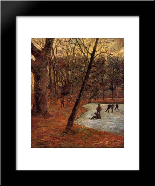 Skaters In Fredericksberg Park 20x24 Black Modern Wood Framed Art Print Poster by Gauguin, Paul