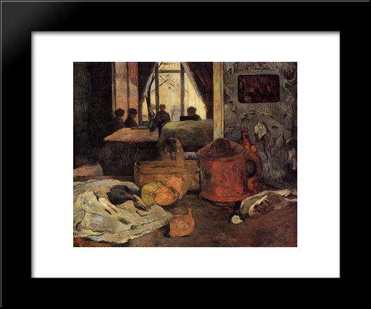 Still Life Of Onions And Pigeons And Room Interior In Copenhagen 20x24 Black Modern Wood Framed Art Print Poster by Gauguin, Paul