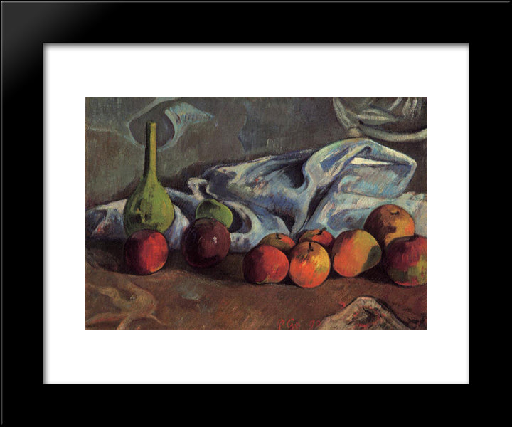 Still Life With Apples And Green Vase 20x24 Black Modern Wood Framed Art Print Poster by Gauguin, Paul