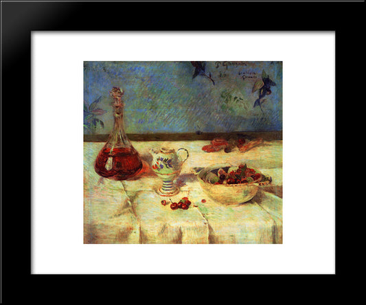 Still Life With Cherries 20x24 Black Modern Wood Framed Art Print Poster by Gauguin, Paul