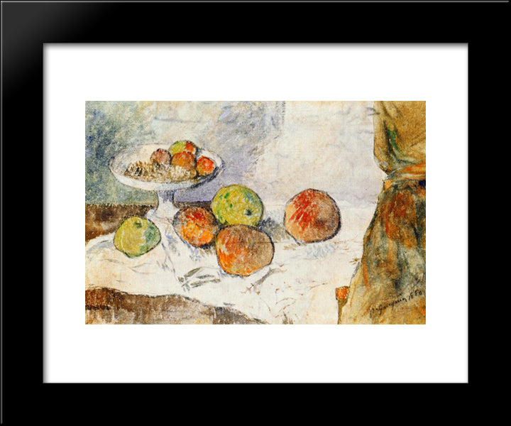 Still Life With Fruit Plate 20x24 Black Modern Wood Framed Art Print Poster by Gauguin, Paul