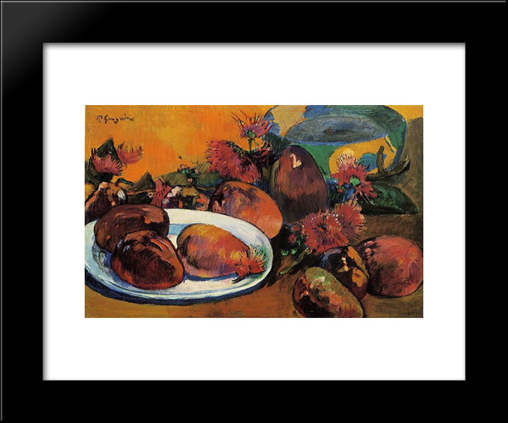 Still Life With Mangoes 20x24 Black Modern Wood Framed Art Print Poster by Gauguin, Paul
