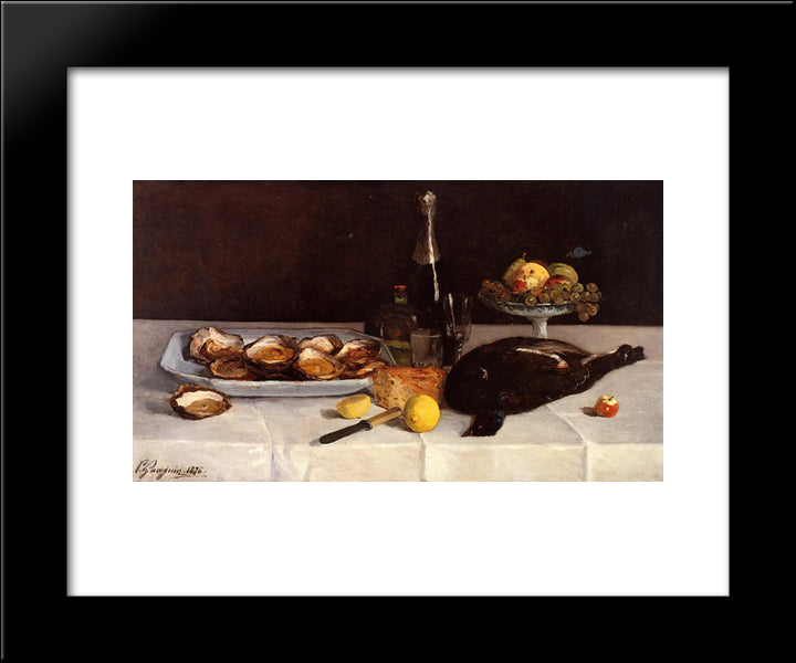 Still Life With Oysters 20x24 Black Modern Wood Framed Art Print Poster by Gauguin, Paul