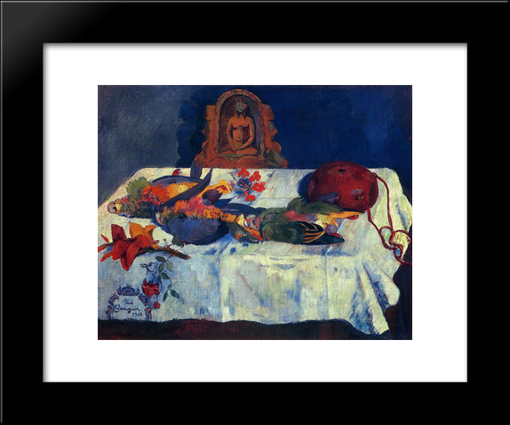 Still Life With Parrots 20x24 Black Modern Wood Framed Art Print Poster by Gauguin, Paul