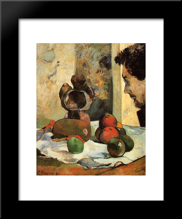 Still Life With Profile Of Laval 20x24 Black Modern Wood Framed Art Print Poster by Gauguin, Paul