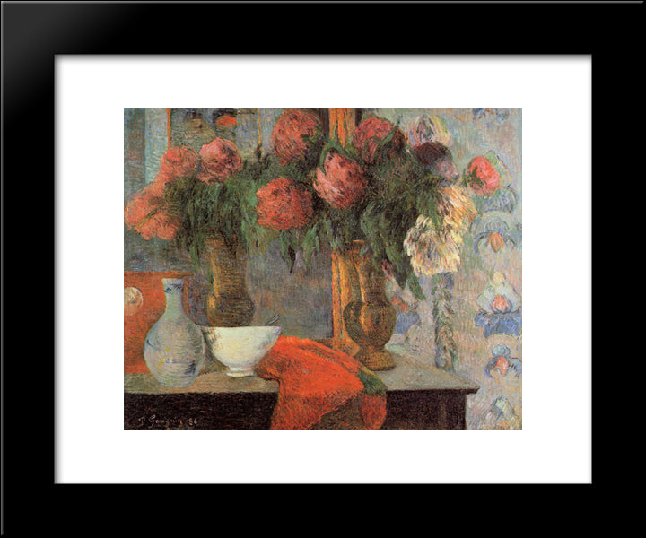 Still Life With White Bowl 20x24 Black Modern Wood Framed Art Print Poster by Gauguin, Paul